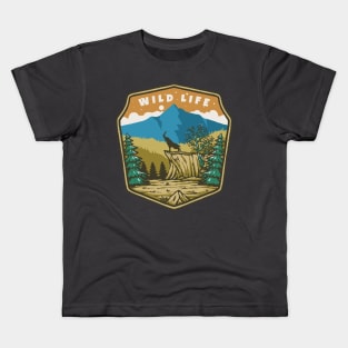 Wild Life Badges Illustration Kids T-Shirt